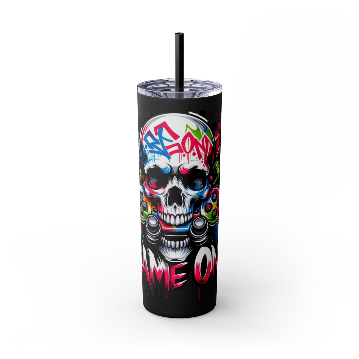 Skull Game On Tumbler with Straw, 20oz