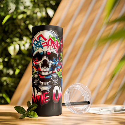 Skull Game On Tumbler with Straw, 20oz